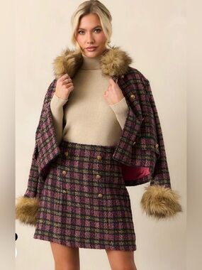 Prosperina GARDNER MULTI Plaid Button-Front Mini Skirt